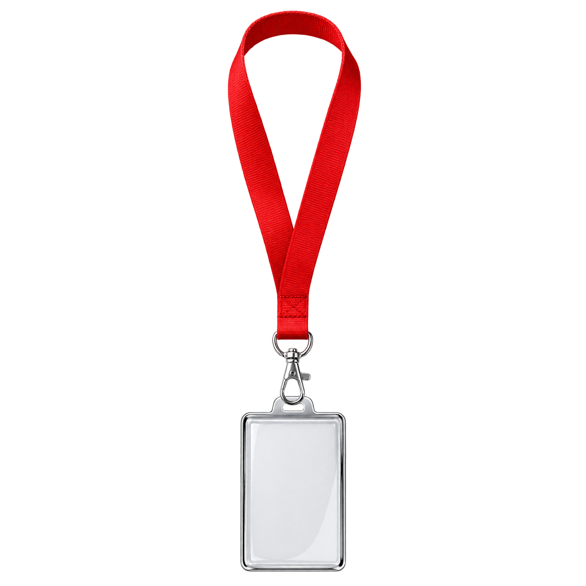Red lanyard with a badge holder